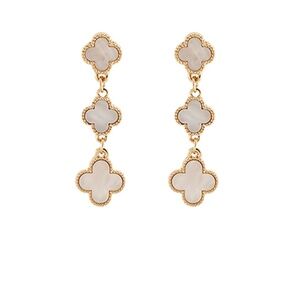 Linear MOP Clover Earrings